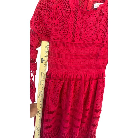 Boohoo Occasion Red Lace Dress Womens UK 12 US 8 - Picture 10 of 12